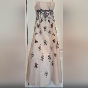 Alfred Angelo Formal Dress with Black Embroidery & Sequins Size 8